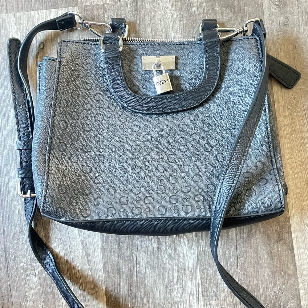 GUESS Gray and Black Satchel